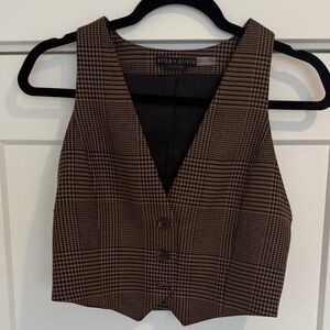 Alice + Olivia Houndstooth Brown Vest